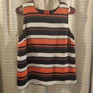 Banana Republic Striped Sleeveless Blouse - Coral, Blue, White